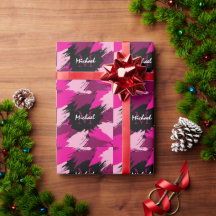 Brushstrokes shades of hot pink name with monogram