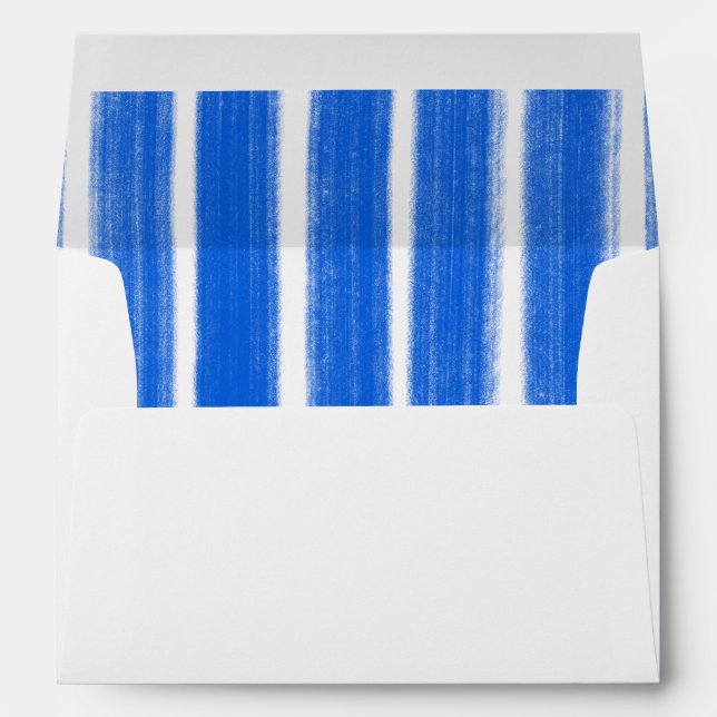 Brushstrokes Stripes Blue Custom Bar Bat Mitzvah Envelope (Back (Bottom))