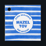 Brushstrokes Stripes Blue Custom Bar Bat Mitzvah Favour Tags<br><div class="desc">Perfect favour tag for a bat mitzvah, bar mitzvah or other Jewish celebration! Hand made abstract art with loose brushstrokes for you on the front and back! FULLY CUSTOMIZABLE! Click on “Personalise” above to edit the text. Click "edit using design tool" to adjust the fonts, colours and placements. Available in...</div>