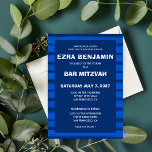 Brushstrokes Stripes Blue Custom Bar Bat Mitzvah Invitation<br><div class="desc">Perfect card to announce a bat mitzvah, bar mitzvah or other Jewish celebration! Hand made abstract art with loose brushstrokes for you on the front and back side! FULLY CUSTOMIZABLE! Click on “Personalise” above to edit the text. Click "edit using design tool" to adjust the fonts, colours and placements and...</div>