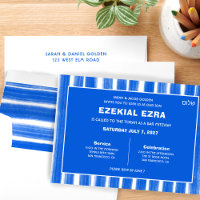 Brushstrokes Stripes Blue Custom Bar Bat Mitzvah