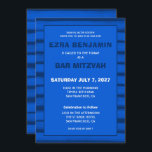 Brushstrokes Stripes Blue Custom Bar Bat Mitzvah Invitation<br><div class="desc">Perfect card to announce a bat mitzvah, bar mitzvah or other Jewish celebration! Hand made abstract art with loose brushstrokes for you on the front and back side! FULLY CUSTOMIZABLE! Click on “Personalise” above to edit the text. Click "edit using design tool" to adjust the fonts, colours and placements and...</div>