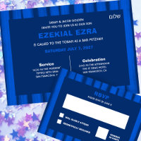 Brushstrokes Stripes Blue Custom Bar Bat Mitzvah