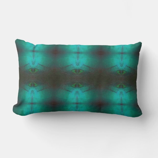 BrushTurquoise Lumbar Throw Pillow (Front)