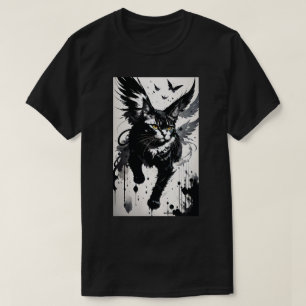 Brushwork Winged Cat T-Shirt