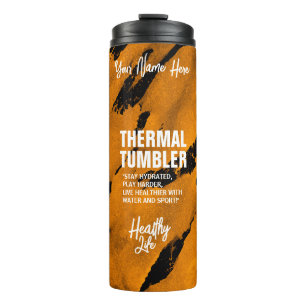 Brushy Black Orange Thermal Tumbler