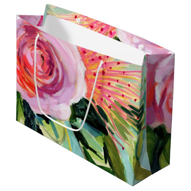 Brushy Floral I Large Gift Bag (Front Angled)