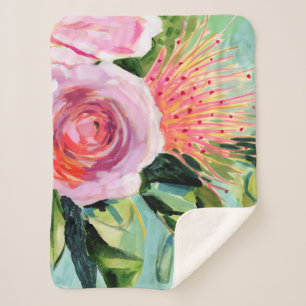 Brushy Floral I Sherpa Blanket