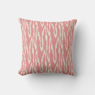 Brushy Ikat  Blush & Off White Cushion