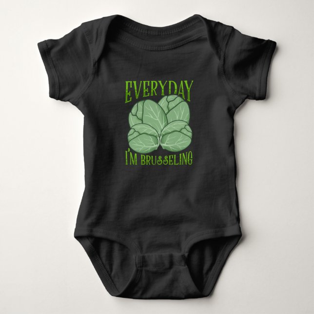 Brussel Sprouts Plant Veganism Pun Vegan Humor Baby Bodysuit (Front)