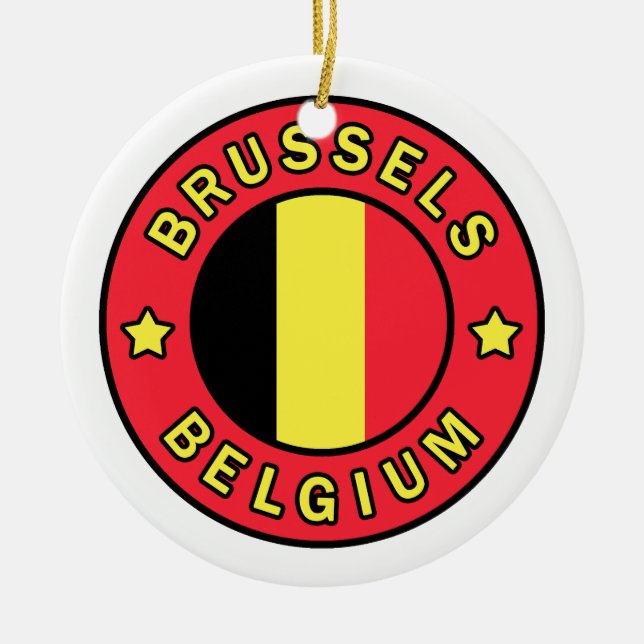 Brussels Belgium Ceramic Tree Decoration (Front)