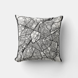 Brussels Belgium City Map Cushion