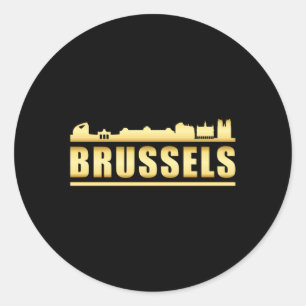 Brussels Belgium City Skyline Cityscape Funny Gift Classic Round Sticker