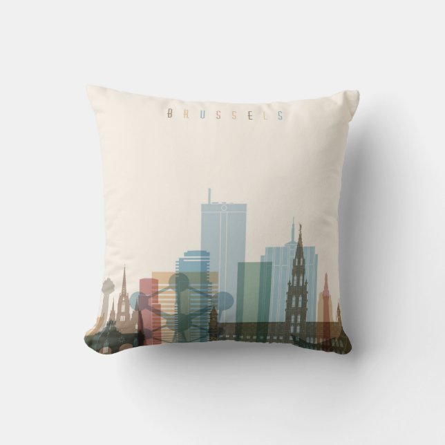 Brussels, Belgium | City Skyline Cushion (Front)