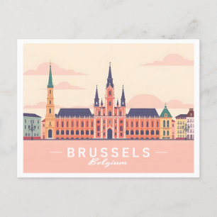Brussels Belgium Grand Place Pastel Travel Postcard