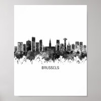 Brussels Belgium Skyline BW