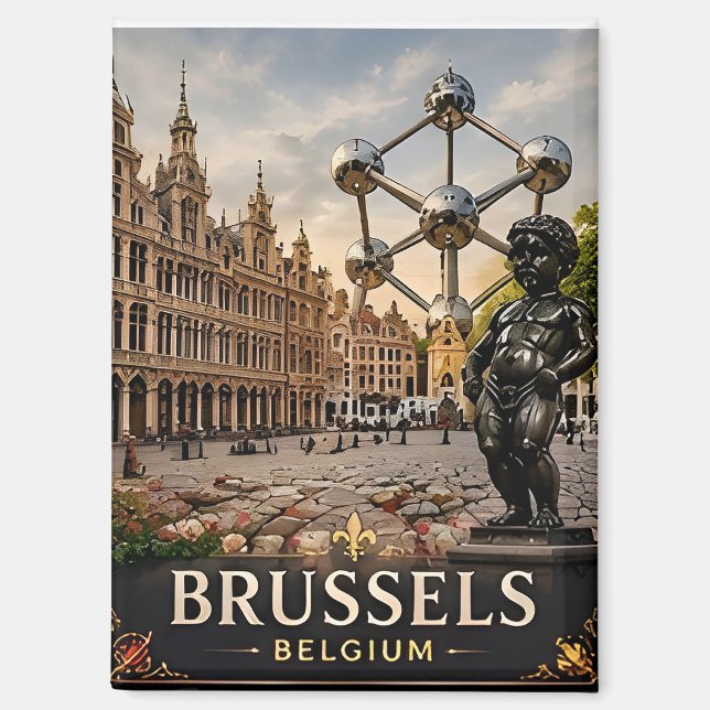 🧲 Brussels Belgium Vacation Memory To Remember 🧲 Magnet (Front)