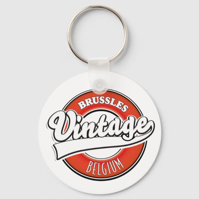 Brussels Belgium vintage logo Key Ring (Front)