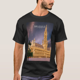 Brussels Belgium Vintage Minimal Retro Travel Post T-Shirt