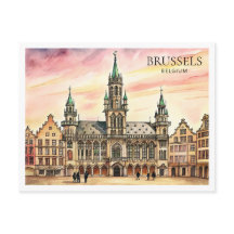 Brussels Belgium Watercolor Grand Palace