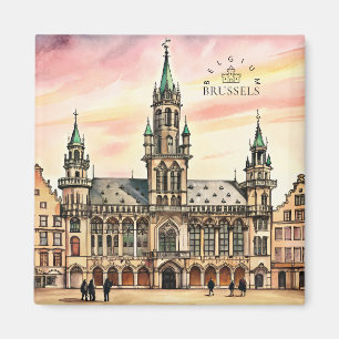 Brussels Belgium Watercolor Grand Palace Magnet