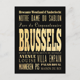 Brussels City of Belgium Typography City Art Postcard