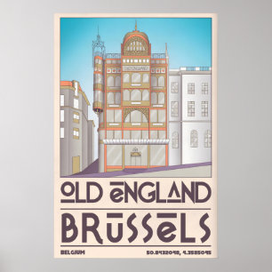 Brussels City Poster Stylised Streetscape