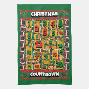 Brussels Countdown Christmas Advent Calendar Dog Tea Towel
