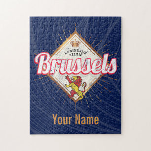Brussels Europe Capital Belgium Retro Lion Vintage Jigsaw Puzzle