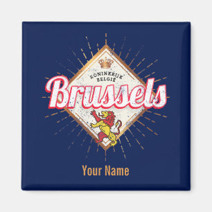 Brussels Europe Capital Belgium Retro Lion Vintage Magnet