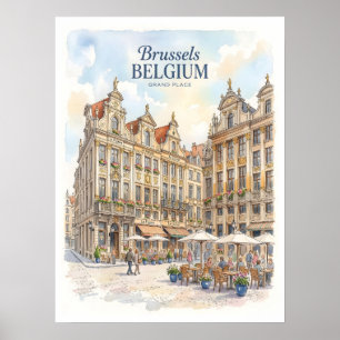 Brussels Grand Place Historic Poster