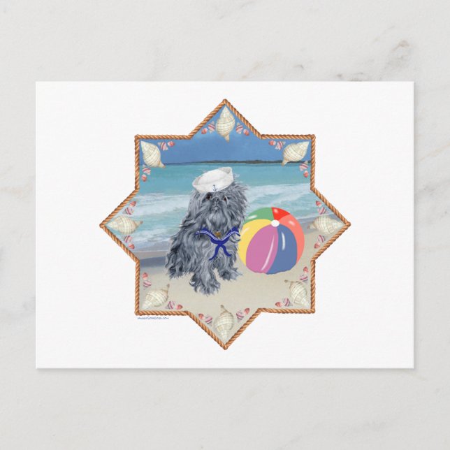 Brussels Griffon at the Beach Postcard (Front)