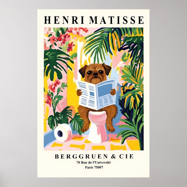 Brussels Griffon Bathroom Matisse Style Dog on Poster (Front)