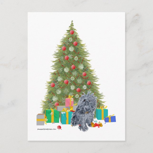 Brussels Griffon Christmas Tree Holiday Postcard (Front)
