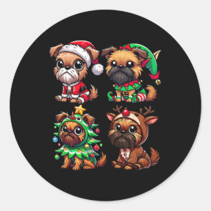 Brussels Griffon Christmas Tree Santa Elf Costume  Classic Round Sticker