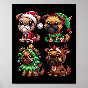Brussels Griffon Christmas Tree Santa Elf Costume  Poster