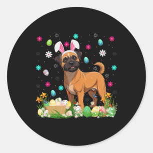 Brussels Griffon Dog Easter Egg Hunt Bunny Ear Hap Classic Round Sticker