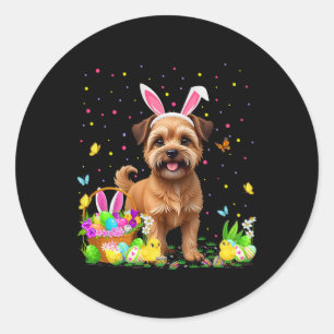 Brussels Griffon Dog Easter Egg Hunt Bunny Ear Hap Classic Round Sticker