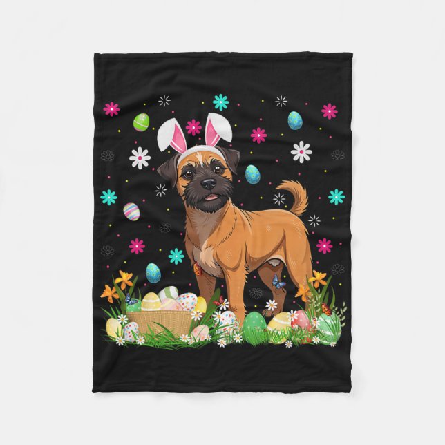 Brussels Griffon Dog Easter Egg Hunt Bunny Ear Hap Fleece Blanket (Front)