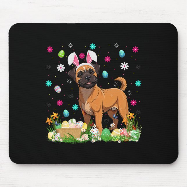 Brussels Griffon Dog Easter Egg Hunt Bunny Ear Hap Mouse Pad (Front)