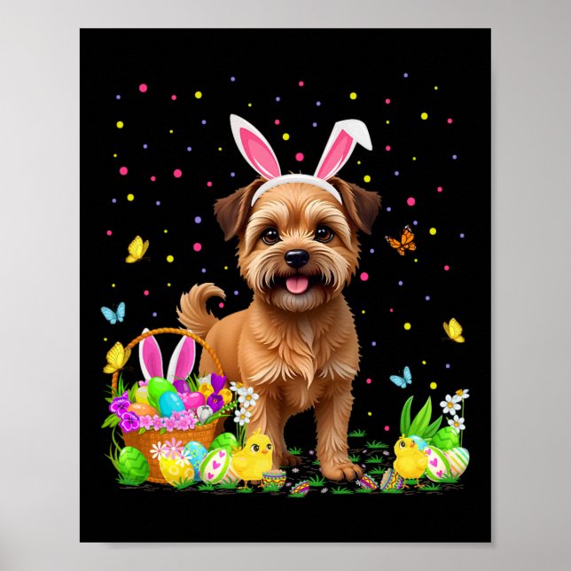 Brussels Griffon Dog Easter Egg Hunt Bunny Ear Hap Poster (Front)