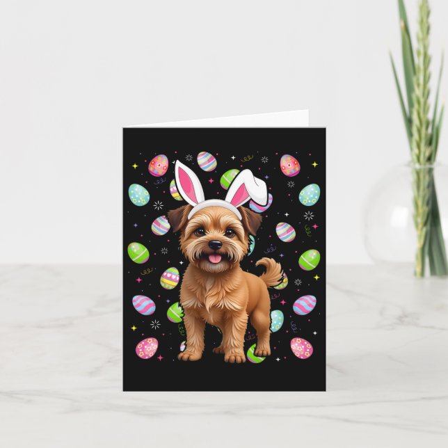 Brussels Griffon Dog Happy Easter Egg Hunt Bunny E Card (Front)