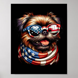 Brussels Griffon Dog Lover Us Flag 4th Of July Pat Poster
