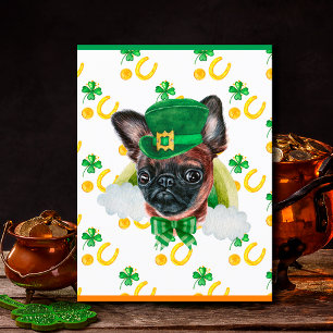 Brussels Griffon Dog Shamrock St. Patricks Day Holiday Postcard