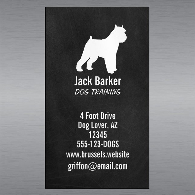 Brussels Griffon Dog Silhouette Chalkboard Style Magnetic Business Card (Creator Uploaded)