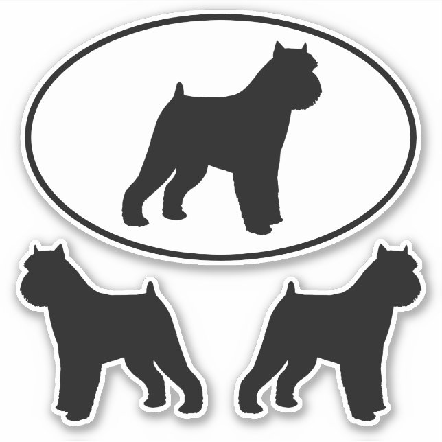 Brussels Griffon Dog Silhouettes Vinyl Sticker Set (Front)
