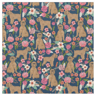 Brussels Griffon dog vintage florals dark Fabric