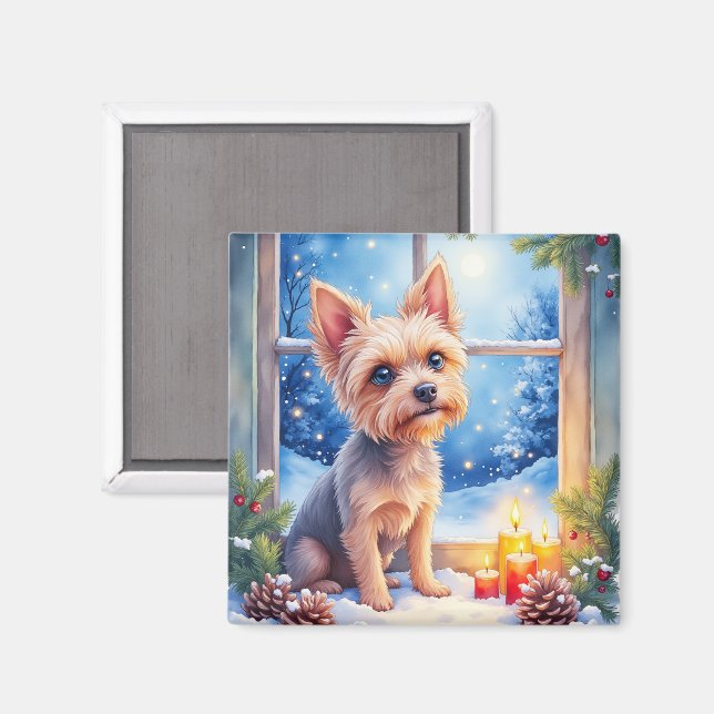 Brussels Griffon Frosted Window Christmas Art Magnet (Front/Back)