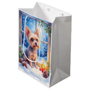 Brussels Griffon Frosted Window Christmas Art Medium Gift Bag