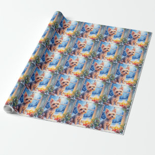 Brussels Griffon Frosted Window Christmas Art Wrapping Paper